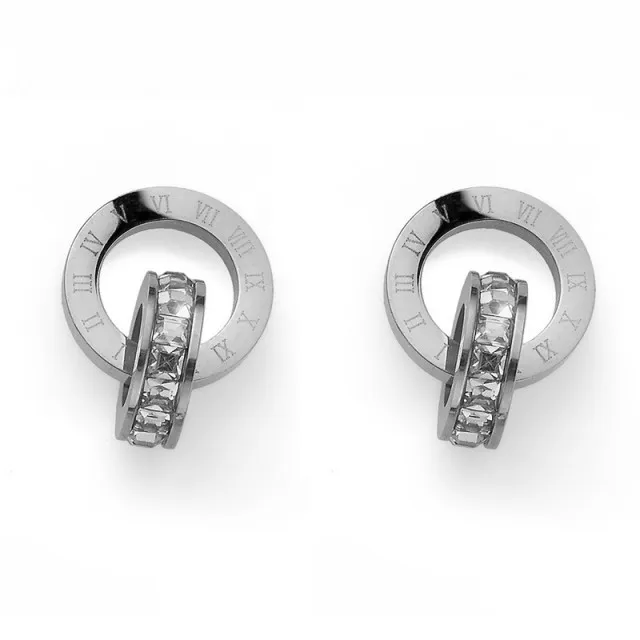 Ženske oliver weber timeless steel mindjuše sa belim swarovski kristalom ( 22764 )