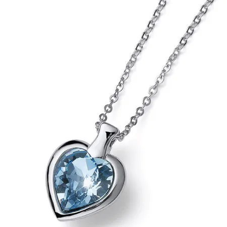 Ženski oliver weber heart small aqua lančić sa swarovski plavim kristalnim priveskom ( 12158r.202 )