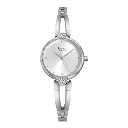 Ženski pierre ricaud quartz swarovski beli srebrni elegantni ručni sat sa srebrnim metalnim kaišem ( p21028.5143qz )