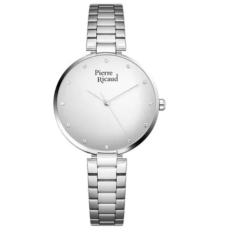 Ženski pierre ricaud quartz swarovski sivi srebrni modni ručni sat sa srebrnim metalnim kaišem ( p22057.5143q )
