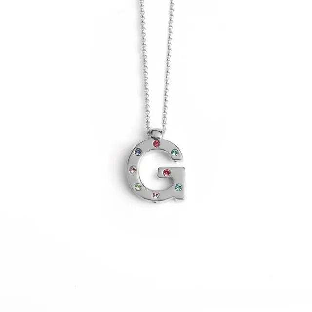 Ženski victoria cruz letter "g" multicolor lančić sa swarovski kristalima ( a3646-ghg )