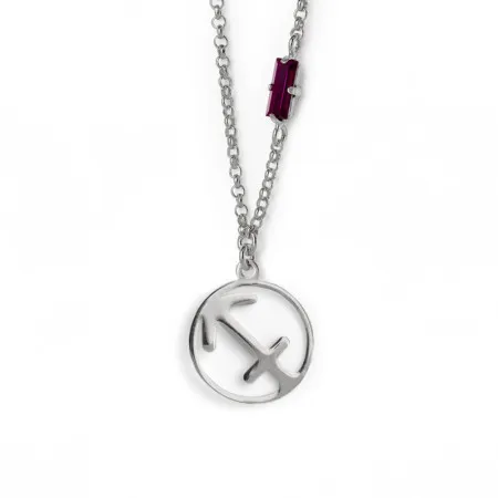 Ženski victoria cruz sagitario amethyst lančić sa swarovski ljubičastim kristalom ( a3660-sahg )