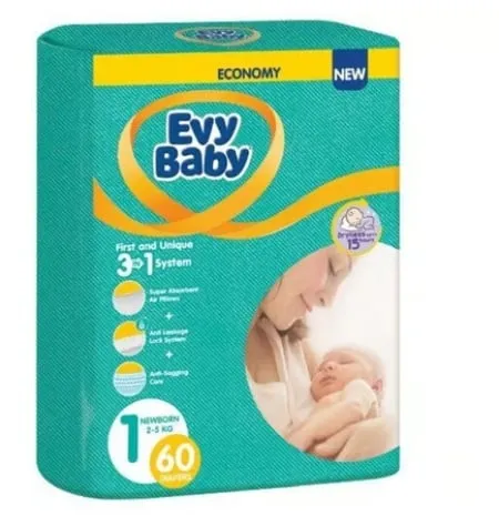Evy baby pelene twin 1 newborn 2-5kg 60kom 3u1 ( A072480 )