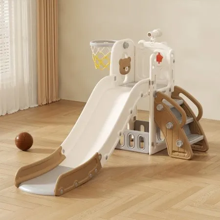 Feelkids Dečji tobogan sa košem “Meda” (braon beli) ( 22475 )