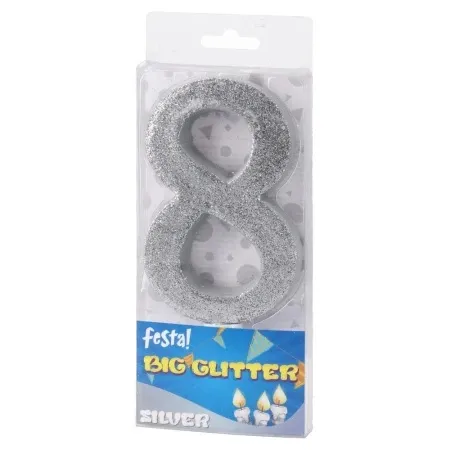 Festa big glitter svećica silver broj 8 ( 710158 )