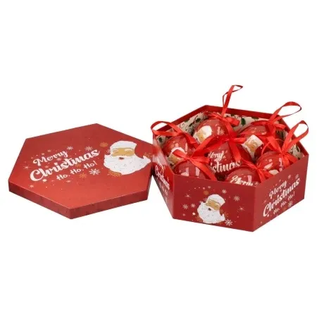 Festa moonlight hexagon novogodišnja kugla santa claus 7.5cm miks 7k ( 780214 )