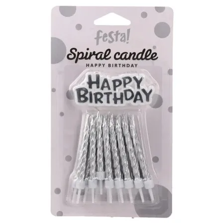 Festa spiral candle svećica srebrna 16k sa držačima+ happy birthday ( 710144 )