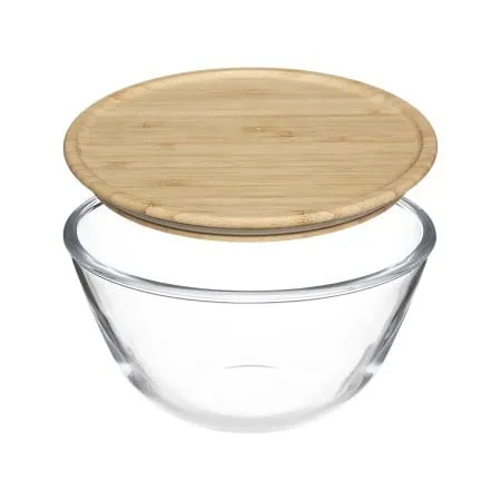 Five cinija za salatu sa poklopcem 1l 17x9,3cm staklo/bambus ( 151461 )