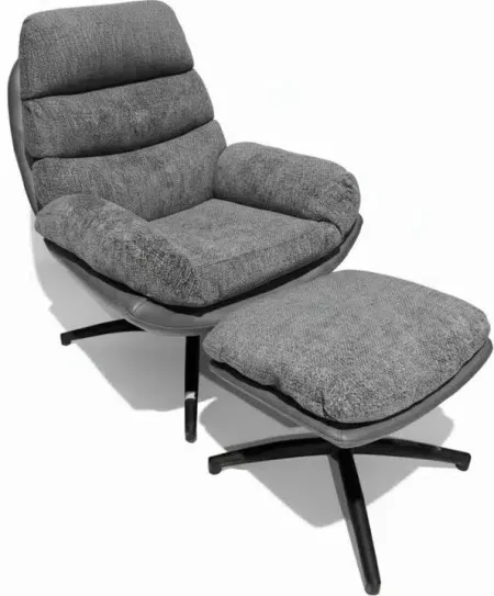 Fotelja+tabure Elegance Siva/Crne noge ( 775-164 )