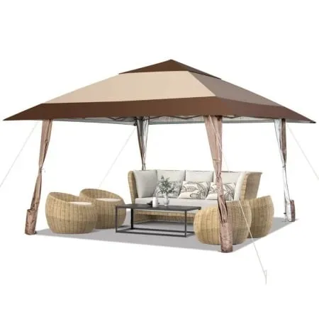 Gazebo paviljon sa mehanizmom 390x390cm Bež ( 1679 )