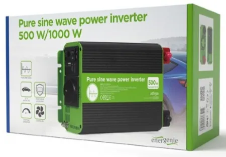 Gembird EG-PWC-PS500-01 12V Cist sinusni auto inverter DC/AC 500W + USB port, 1,95KG