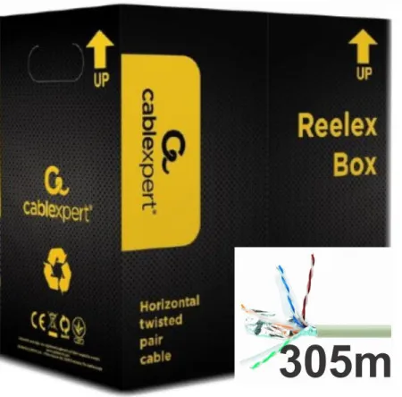 Gembird FPC-5270E-SOL FTP cat5E Indoor, solid 24AWG, 0,51mm premium CCA kotur pun presek 305m