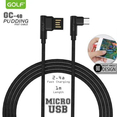 Golf mikro usb kabl 1m 90° GC-48m crni ( 00G98 )