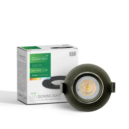 Green tech led spot 3w 3000k-4000-6500k 240lm 3cct crna ( DWX-3BK )