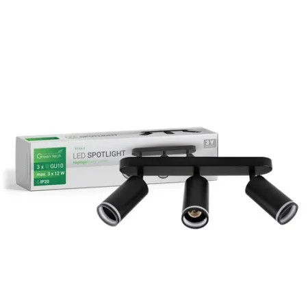 Green tech led spot svetiljka gu10 3kom crna ( NYXA-3 )