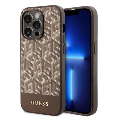 Guess futrola za iPhone 14 pro gcube pu stripes brown MagSafe ( GUHMP14LHGCFSEW )