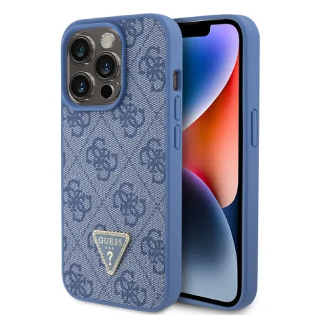 Guess maska za iPhone 15 pro leather 4G triangle strass blue ( GUHCP15LP4TDPB )