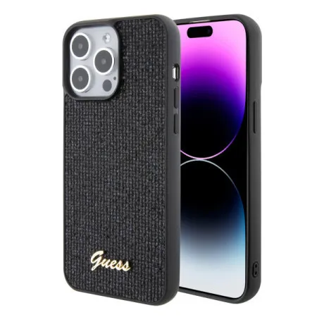 Guess maska za iPhone 15 pro max disco script metal black ( GUHCP15XPMSDGSK )