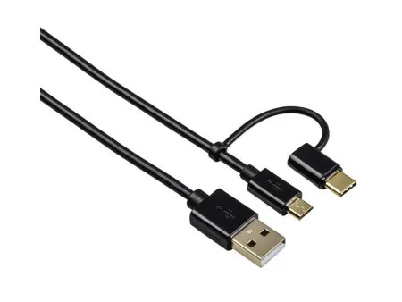 Hama 2u1 micro usb kabl sa usb-c adapterom, pozlata, 1m ( 54512 )