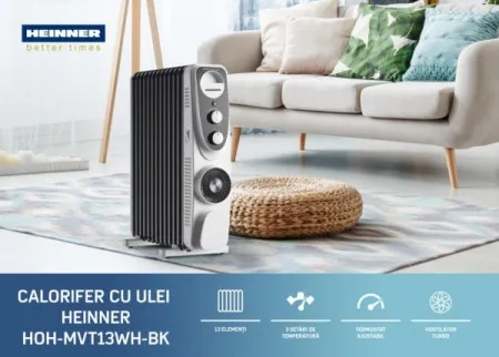 Heinner HOH-MVT13WH-BK 13rebara/2500W+ventilator 400W Uljani radijator