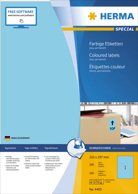 Herma etikete 210X297 A4/1 1/100 plava ( 02H4403 )