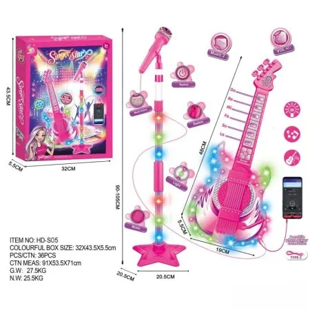Hk mini mikrofon sa stalkom i gitarom, roze ( A097855 )