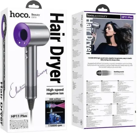 Hoco. HP11 Plus Purple Fen za kosu sa negativnim jonima, 1600W