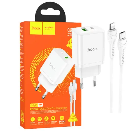 Hoco punjač kućni sa Lightning kablom, brzi, PD20W, QC3.0 - N28 Founder, tip C-Lightning