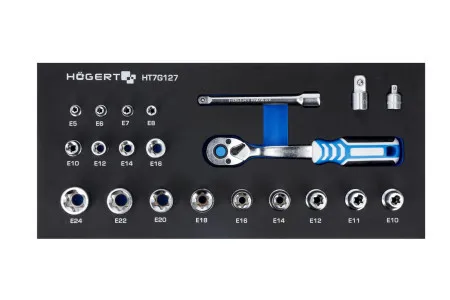Hogert technik organizator eva set alata sa čegrtaljkom 3/8" 22 kom ( HT7G127 )