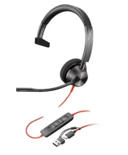 HP Poly Blackwire 3320 mono usb-c + usb c/a adapter crne Slušalice sa mikrofonom