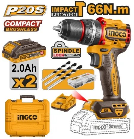 Ingco cidli20668e aku udarna bušilica 66nm 2x2ah super ingco ( cidli20668e )