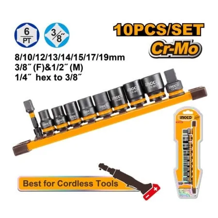 Ingco hkissd38104 set udarnih nasadnih ključeva 3/8" 10/1 super ( HKISSD38104 )