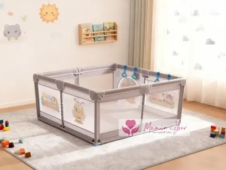 Joy ogradica za bebe siva boja+print ( 22720 )