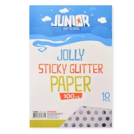 Junior jolly sticky glitter paper papir samolepljiv a4 10k - odaberite nijansu srebrna tačkice ( 136046 )
