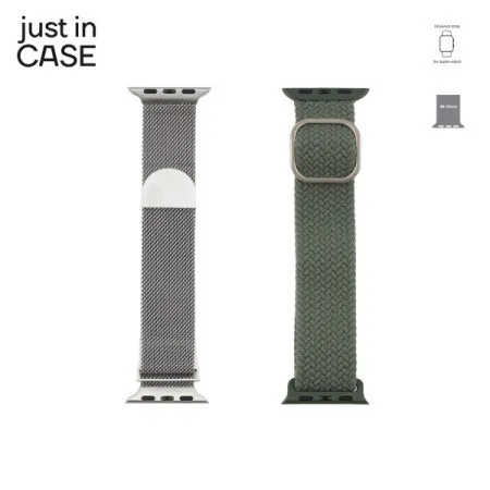 Just in case 2inq narukvica 38-41mm srebrna milanese + zelena tekstil ( MT3841SVGN )