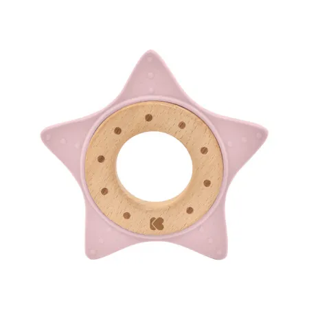 KikkaBoo drvena igračka sa silikonskom glodalicom star pink ( KKB21058 )