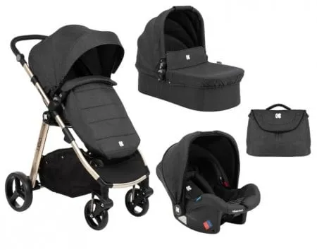 KikkaBoo kolica ugo 3in1 set sa autosedištem i tvrdom korpom black ( KKB20140 )