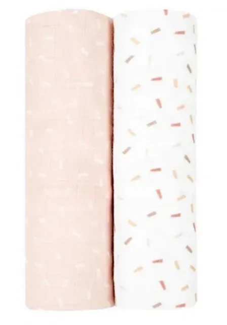 KikkaBoo pelene od muslina set 2 pcs 80x80 Confetti pink ( KKB11067 )