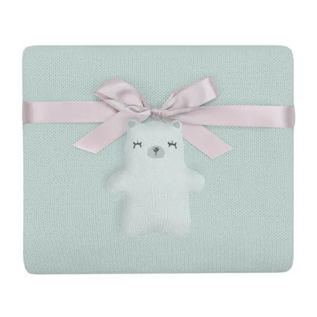 KikkaBoo pleteno baby ćebence 75x100 Bear with me mint ( KKB11050 )