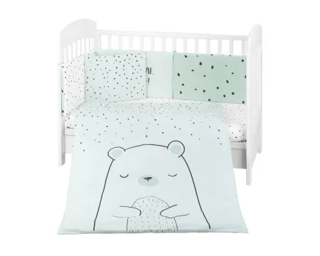 KikkaBoo posteljina sa ogradicom 6 pcs 70/140 Bear with Me mint ( KKB60119 )