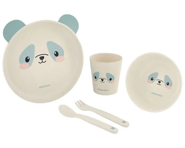 KikkaBoo set posuđa od bambusa panda blue ( KKB40072 )