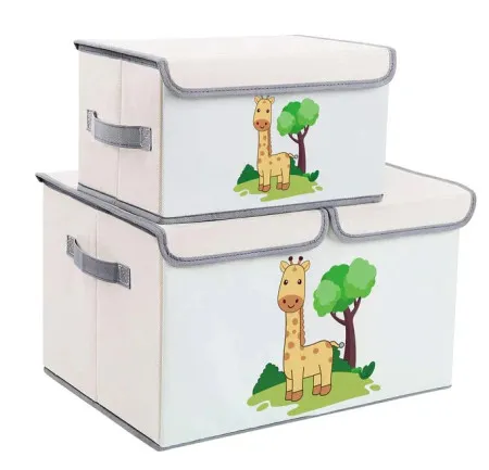 Kinder home dve preklopne kutije za odlaganje sa poklopcem i ručkama bele ( SN04 )