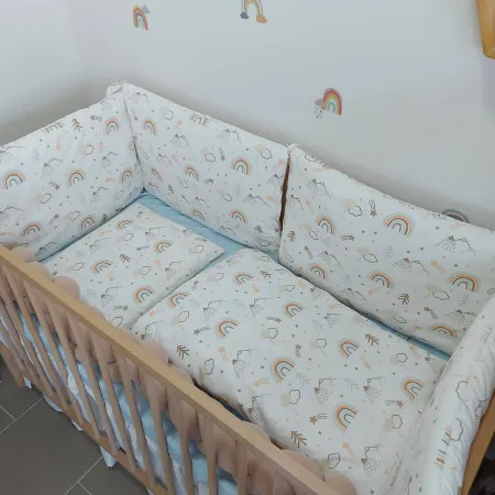 Komplet ogradica za krevetac sa posteljinom bež duga ( TNC_553I4P_4063243 )