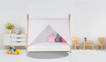 Krevet sa nastrešnicom i dušekom 160x80 TIPI - BELA ( 7719 )