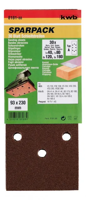 KWB brusni papir tipA 93x230 GRmix 30/1, drvo-metal, alu-oksid ( KWB 49818188 )