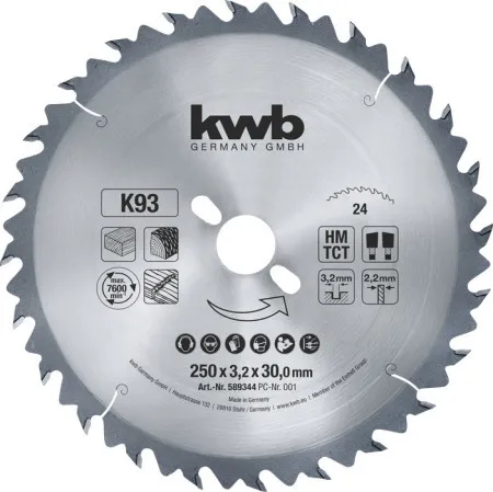 KWB rezni disk za cirkular 250x30 24Z, HM, za drvo/plastiku ( KWB 49589344 )