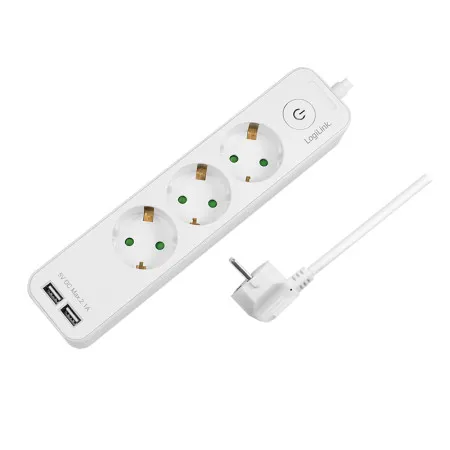 Logilink produžni kabl 3 mesta, 2 USB, prekidač, 1.5m, beli ( 4782 )