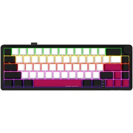Lorgar Wireless mechanical gaming keyboard Pro, 2.4 GHz, Backlight, Toxic Purple switches, black red white ( LRG-KBP70MW-BK-US )