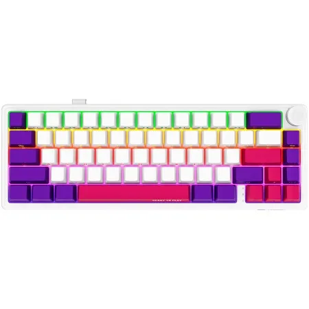 Lorgar Wireless mechanical gaming keyboard Pro, 2.4 GHz, Toxic Purple switches, white red purple ( LRG-KBP70MW-WH-US )