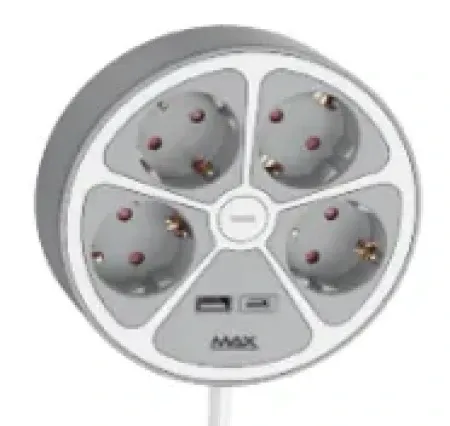 Max MPS-04UG-3M Produžni kabl sa prenaponskom zaštitom sa 4 utičnice /3m/USB portovi